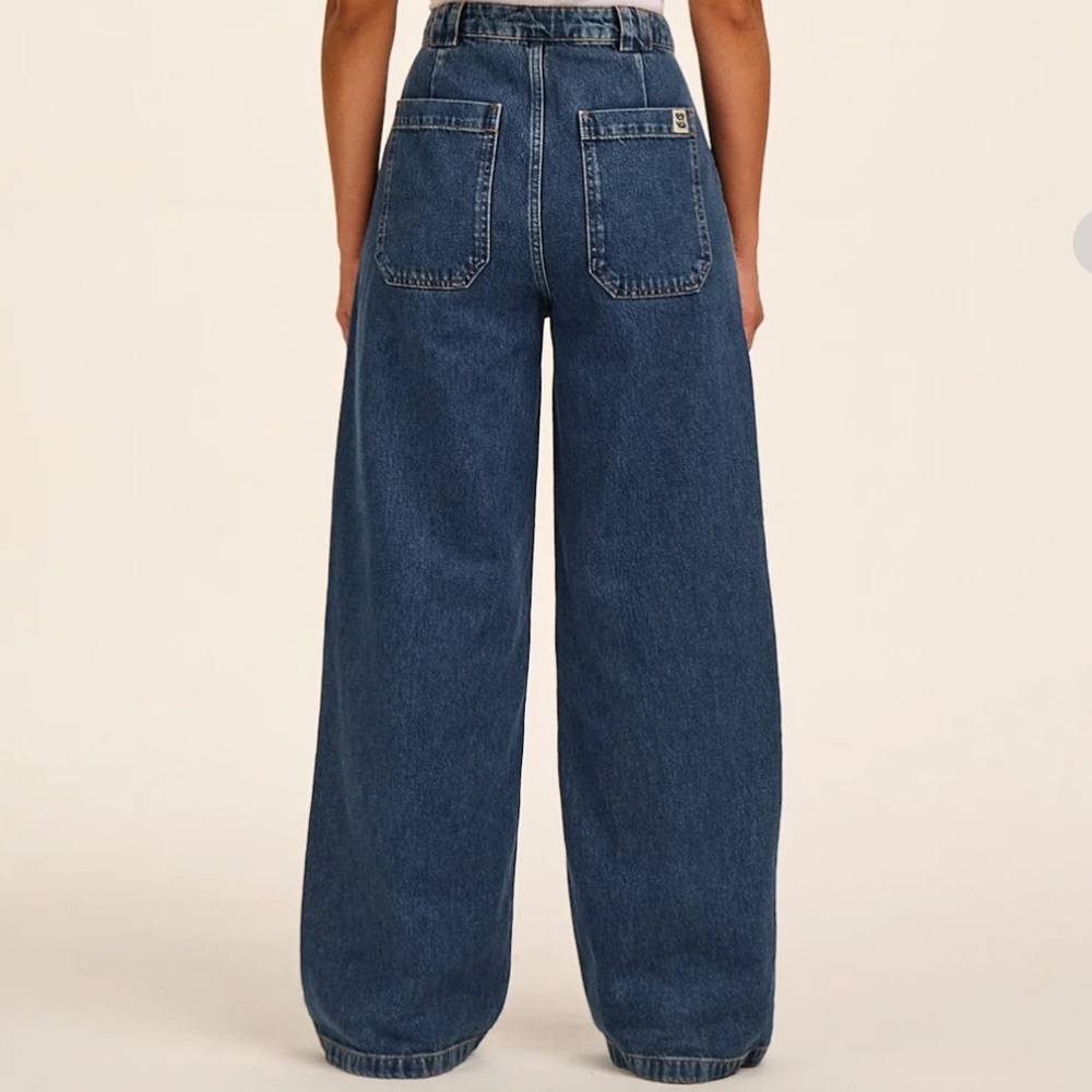 ✨Lucy & Yak Women's Mid Wash Blue High Waisted Wide-Leg Jeans NWT✨ - Picture 12 of 16